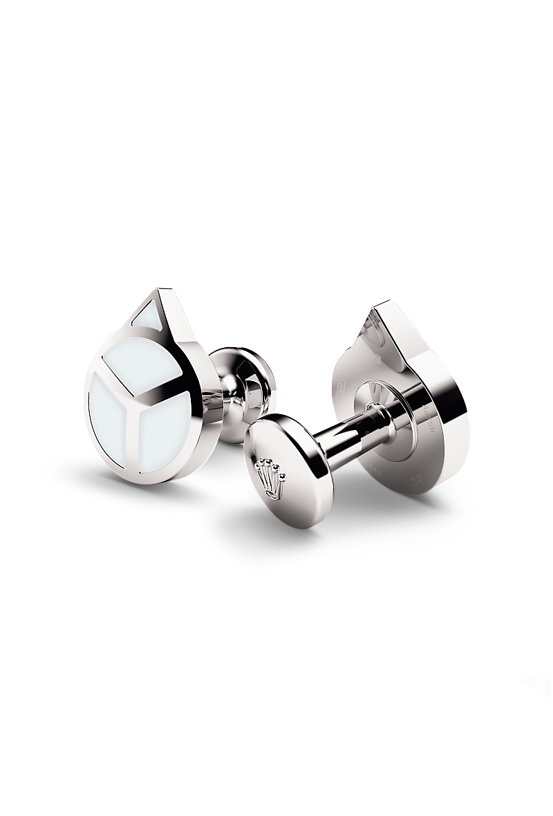 Rolex &lsquo;Hand&rsquo; cufflinks in White gold and luminescent material, RMC A1029 at Reeds Jewelers
