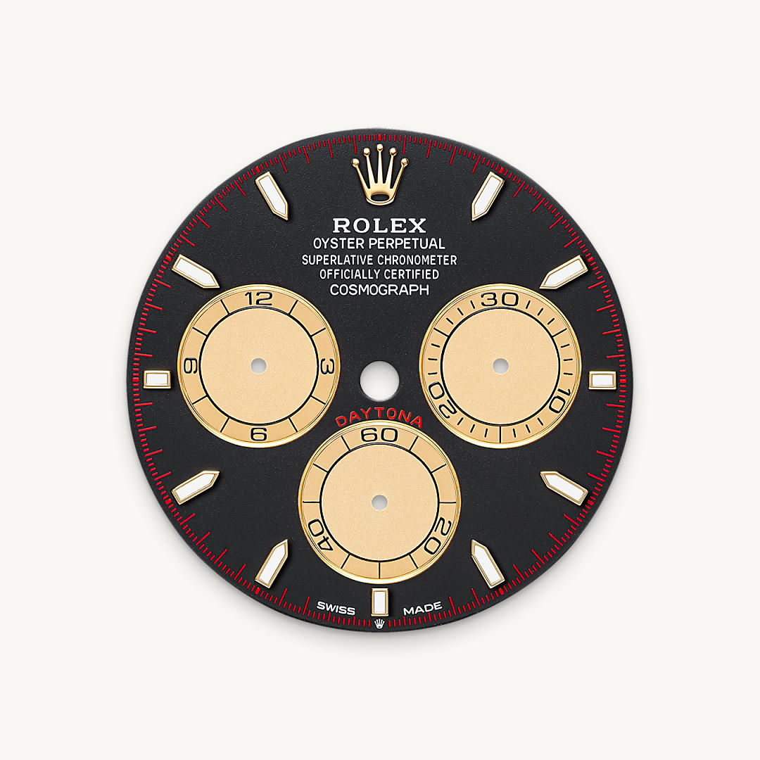 Intense black and Champagne-colour dial