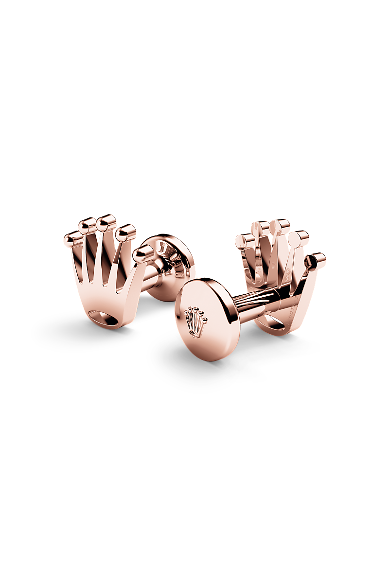 Rolex &lsquo;Crown&rsquo; cufflinks in Everose gold, RMC A1015 at Reeds Jewelers