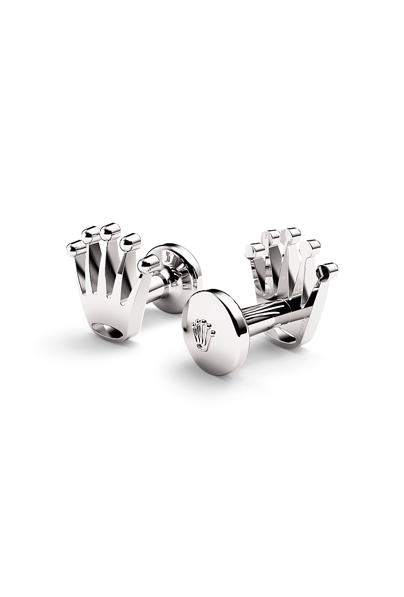 Rolex &lsquo;Crown&rsquo; cufflinks in White gold, RMC A1019 at Reeds Jewelers